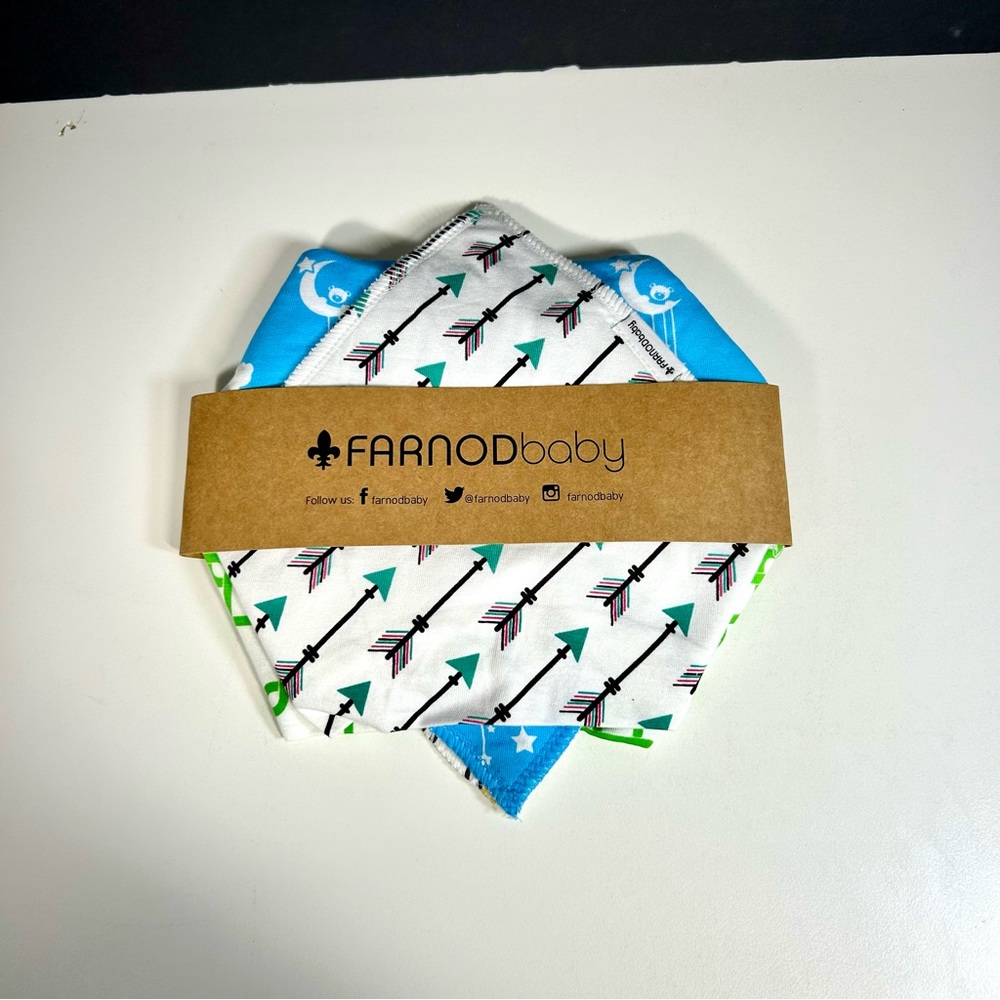 FARNOD Baby Bandana Drool Bibs 4 Pack Arrows Moon Diamond Squares - Picture 3 of 11